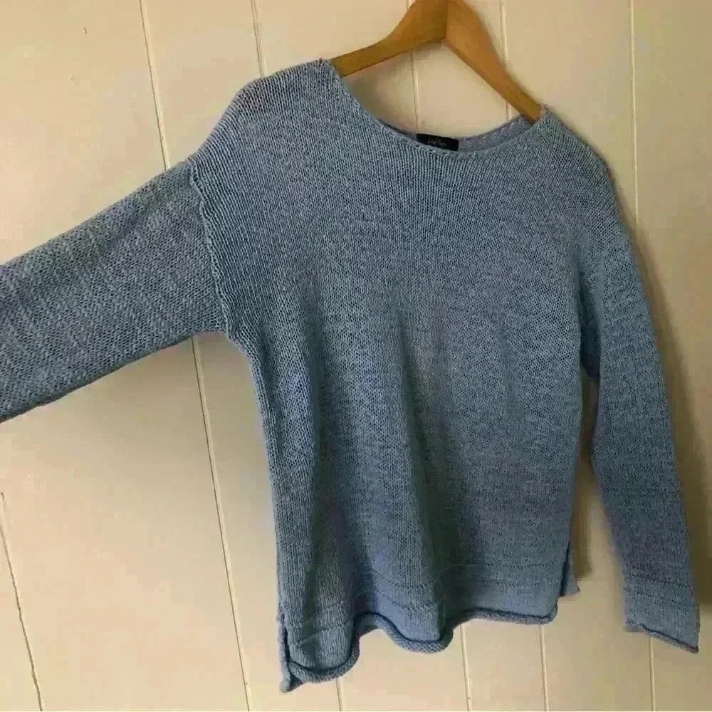 Lord & Taylor Knit Light Blue Cotton Blend Top Sweater Size PS - Picture 3 of 8